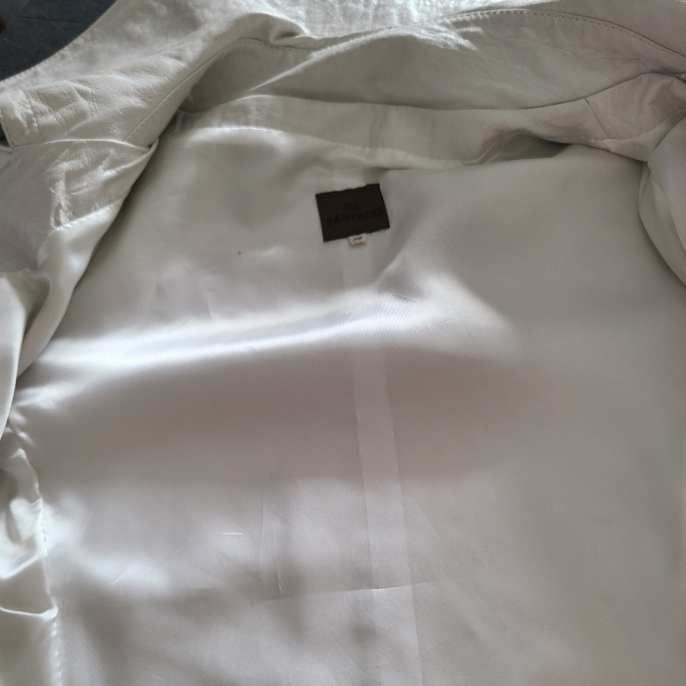 Gil Santucci Babylon white leather women's jacket sz.46 ( 8 US)double buttons - Picture 13 of 14